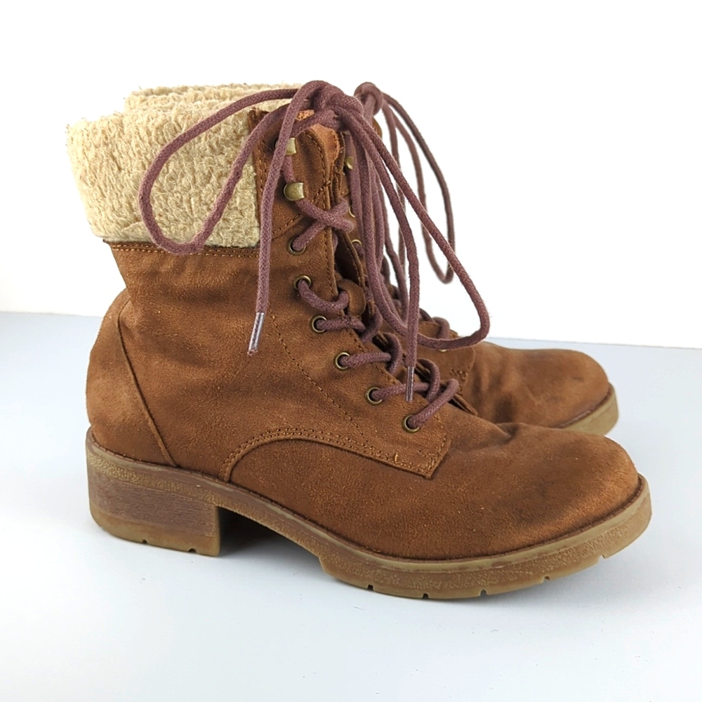 MOSSIMO SUPPLY Women's Suede Lace Up Boots With Fur Size 7